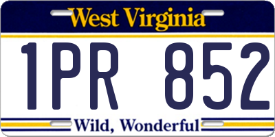 WV license plate 1PR852