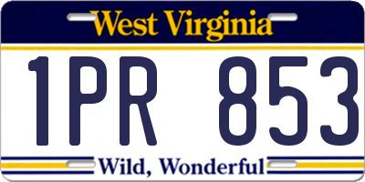 WV license plate 1PR853