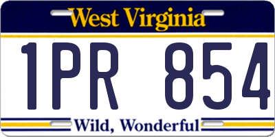 WV license plate 1PR854