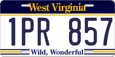 WV license plate 1PR857
