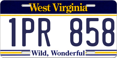 WV license plate 1PR858