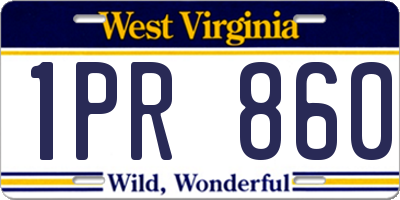 WV license plate 1PR860