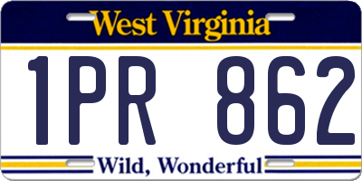 WV license plate 1PR862
