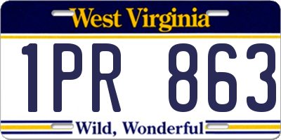 WV license plate 1PR863