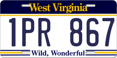 WV license plate 1PR867