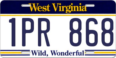 WV license plate 1PR868