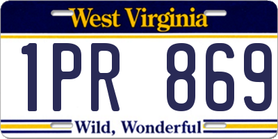 WV license plate 1PR869