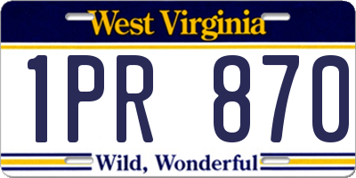 WV license plate 1PR870
