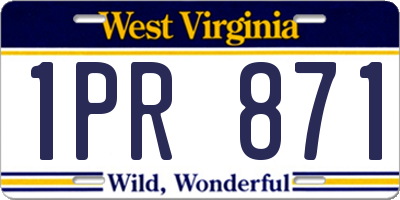 WV license plate 1PR871