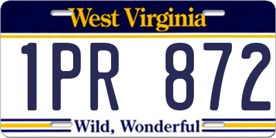WV license plate 1PR872