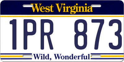 WV license plate 1PR873