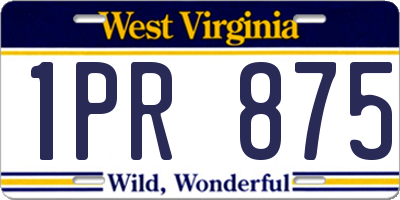WV license plate 1PR875