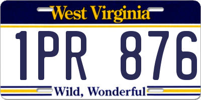 WV license plate 1PR876