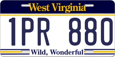 WV license plate 1PR880
