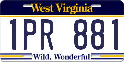 WV license plate 1PR881