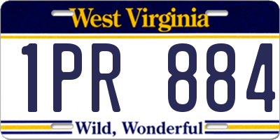 WV license plate 1PR884