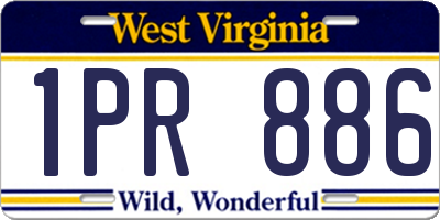WV license plate 1PR886