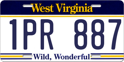 WV license plate 1PR887