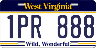 WV license plate 1PR888