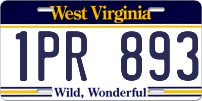 WV license plate 1PR893