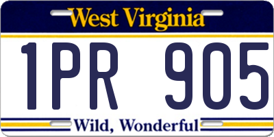 WV license plate 1PR905