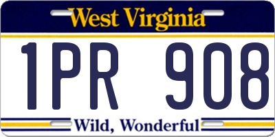 WV license plate 1PR908