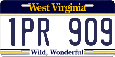 WV license plate 1PR909