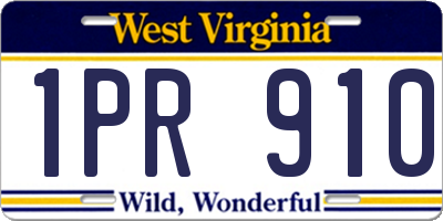 WV license plate 1PR910