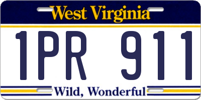 WV license plate 1PR911