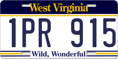 WV license plate 1PR915