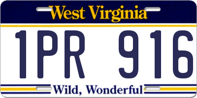 WV license plate 1PR916