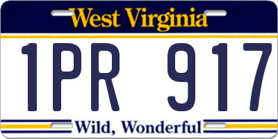 WV license plate 1PR917