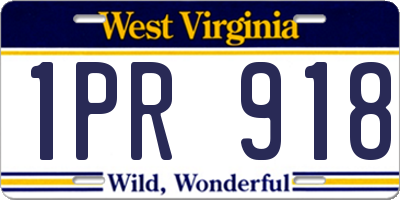 WV license plate 1PR918