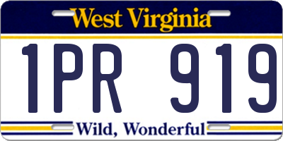 WV license plate 1PR919