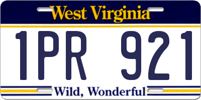 WV license plate 1PR921