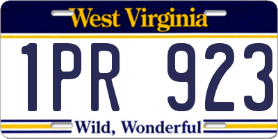 WV license plate 1PR923