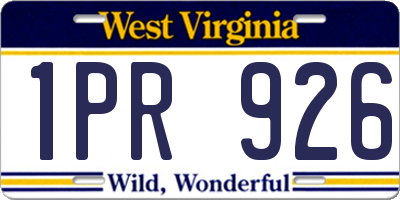 WV license plate 1PR926