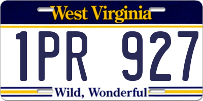 WV license plate 1PR927