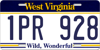 WV license plate 1PR928