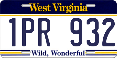 WV license plate 1PR932