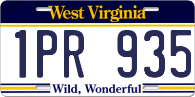 WV license plate 1PR935
