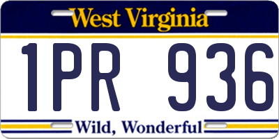 WV license plate 1PR936
