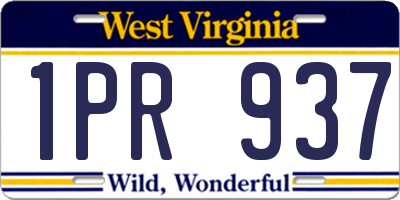 WV license plate 1PR937