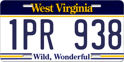 WV license plate 1PR938