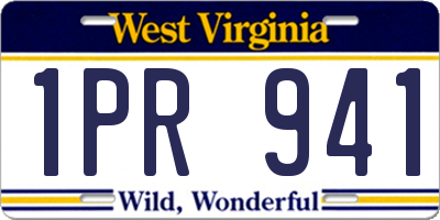 WV license plate 1PR941