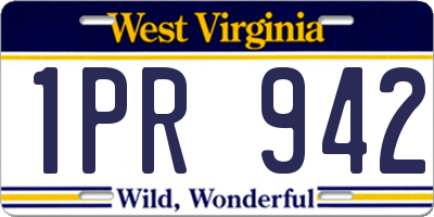 WV license plate 1PR942