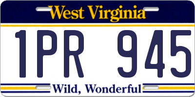 WV license plate 1PR945