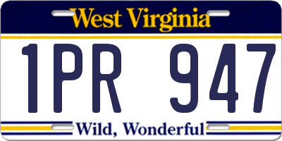 WV license plate 1PR947