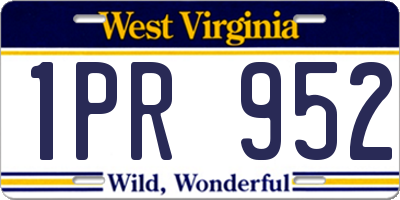 WV license plate 1PR952