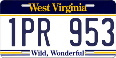 WV license plate 1PR953